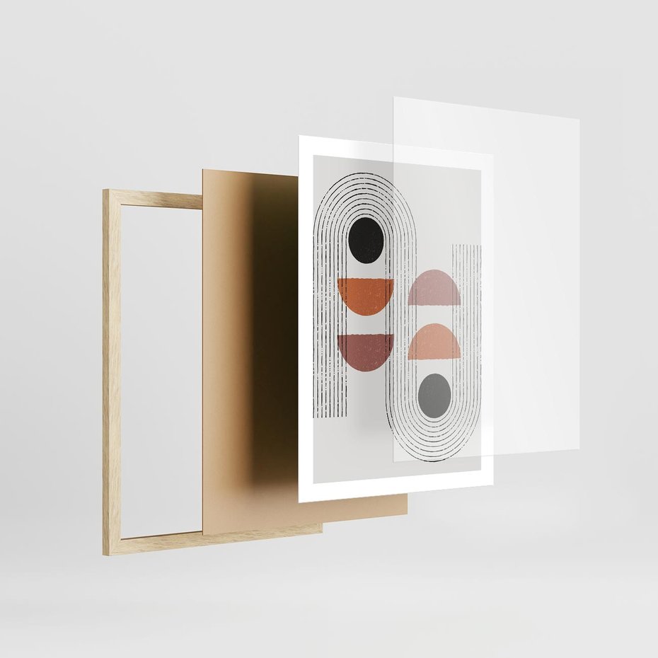 Plakat w ramie 50x70 - Nowoczesna Abstrakcja - geometria, grafika - rama drewno