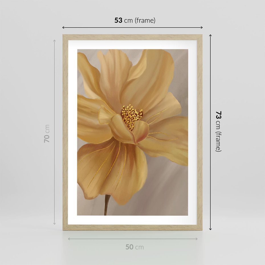 Plakat w ramie 50x70 - Kwiaty malowane olejem - eksplozja kolorów - kwiaty, malowane - rama drewno