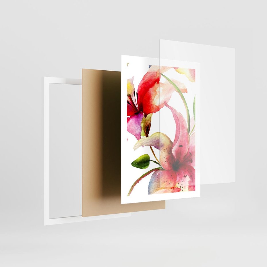 Plakat w ramie 50x70 - Kwiaty w akwareli - delikatne piękno - kwiaty, akwarela - rama biała