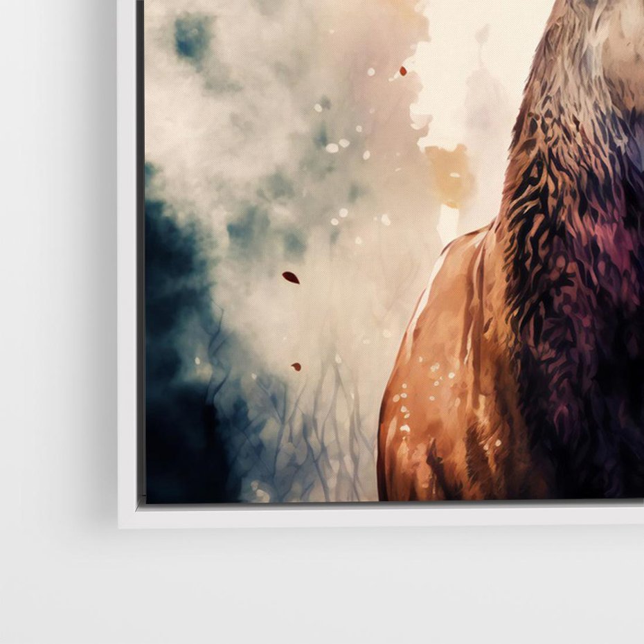 Obraz w ramie 120x80 - Jesienny Monarcha Lasu - grafika komputerowa, na podstawie obrazu - rama biała