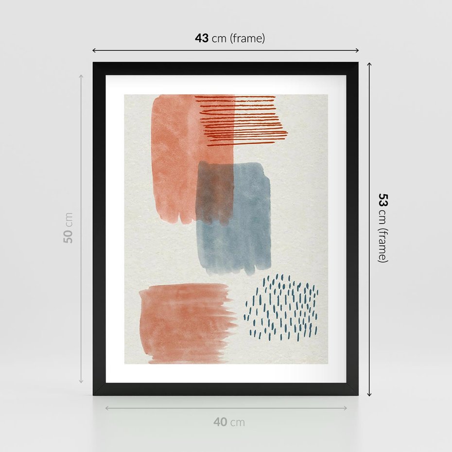 Plakat w ramie 40x50 - Pastelowa Abstrakcja: Maźnięcia Farbą - abstrakcja, maźnięcia farny - rama czarna