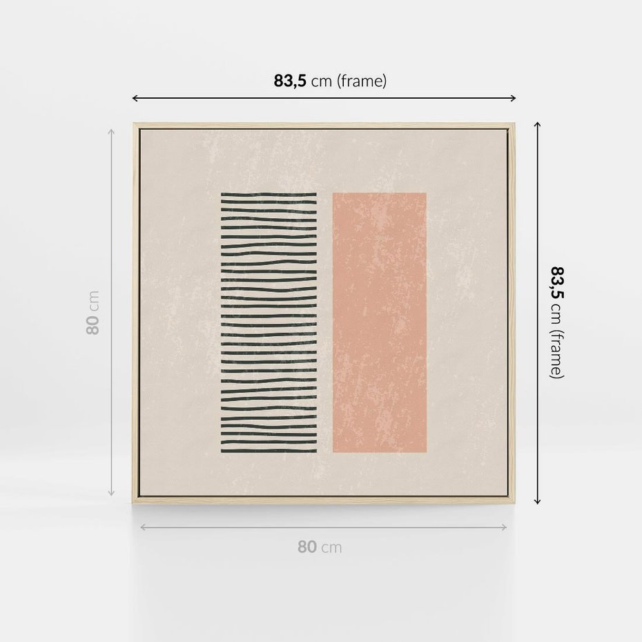 Obraz w ramie 80x80 - Przenikająca Kreatywność - nowoczesna sztuka, minimalizm - rama drewno