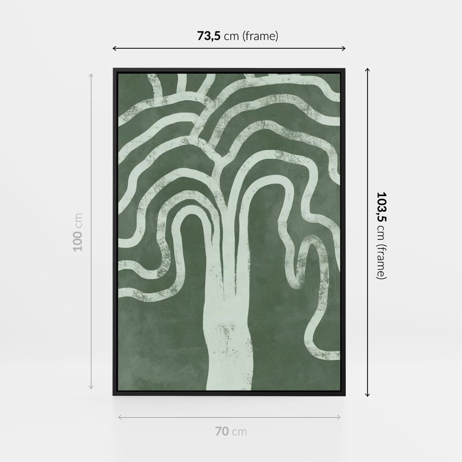 Obraz w ramie 70x100 - Inspirujące Zawiłości Zieleni - abstrakcyjny kształt, zielony plakat - rama czarna