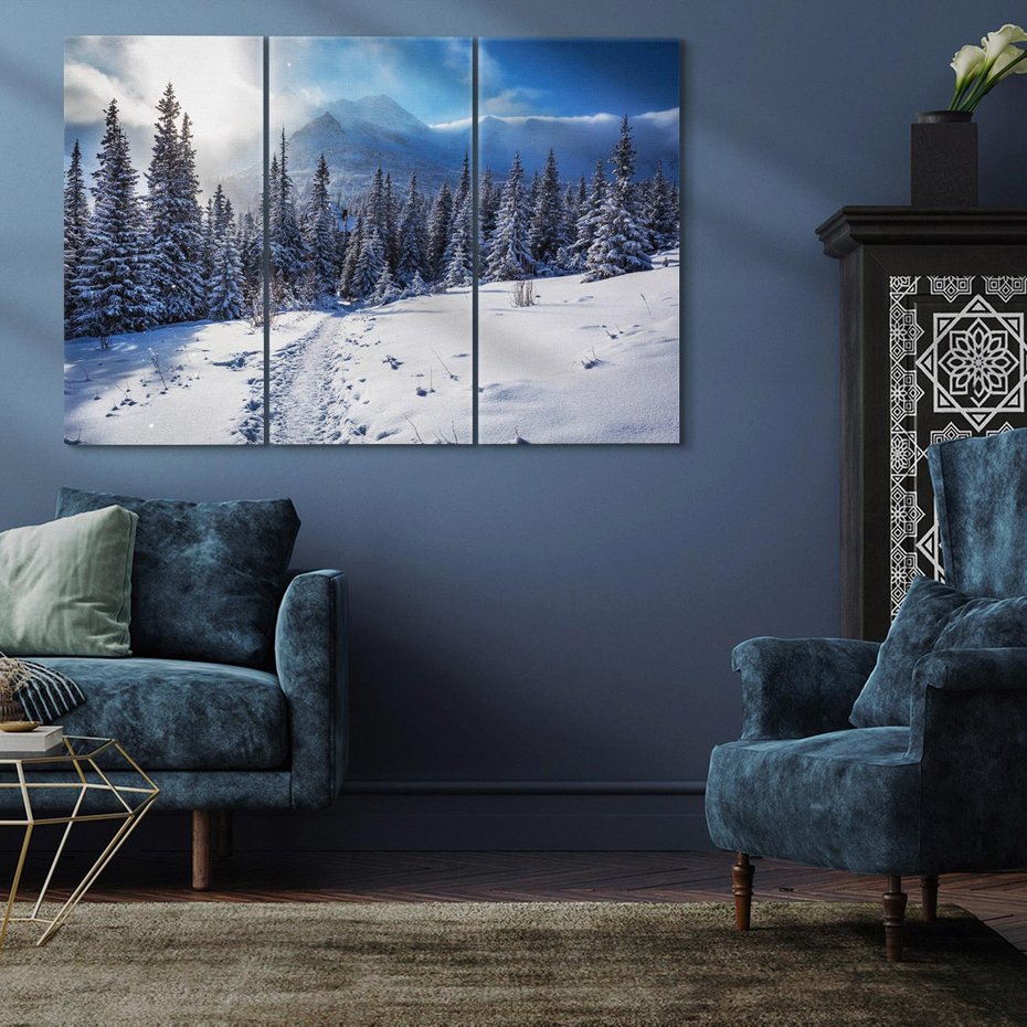 Obraz na płótnie 120x80 - Zimowe góry w lesie - góry, zima