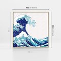 Obraz w ramie 80x80 - Fala Japandi - wielka fala w Kaganawie, obraz Hokusai - rama drewno