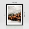 Plakat w ramie 40x50 - Jesienna Mgła - las, góry - rama czarna
