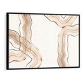 Obraz w ramie 70x50 - Ścieżki pędzla i myśli - minimalistyczna kompozycja, abstrakcyjne brązowe linie na białym tle - rama czarna