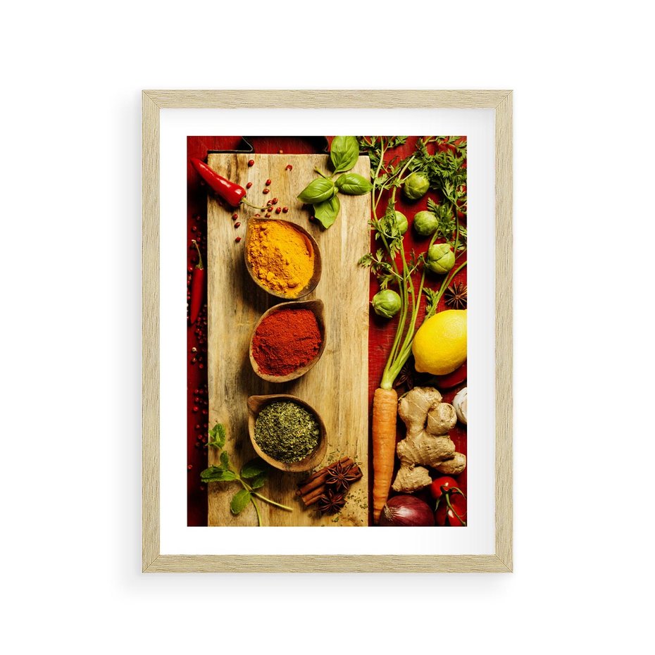 Plakat w ramie 30x40 - Smakowy Zmysł - przyprawy, kuchnia - rama drewno