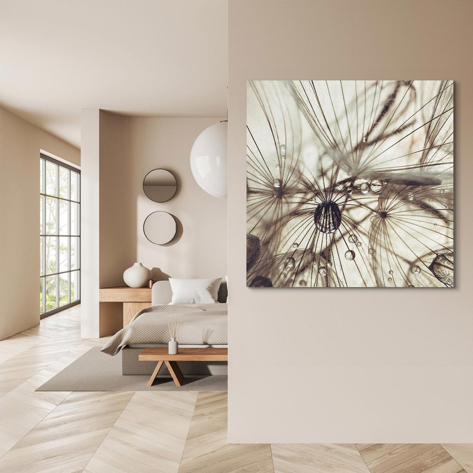 Obraz na płótnie 40x40 - Lekkie dmuchawce - dmuchawce, krople