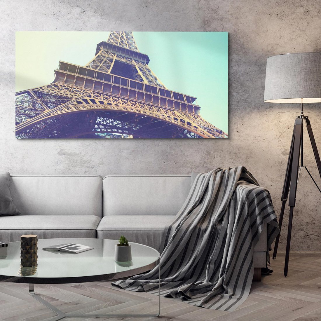 Obraz na płótnie 120x60 - Wieża Eiffla w czarno-białej odsłonie - Eiffla, Paryż