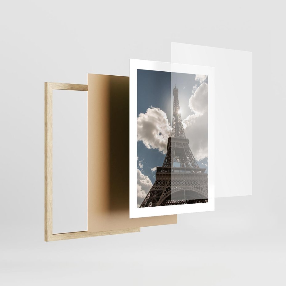 Plakat w ramie 30x40 - Magia Wieży Eiffla - wieża, Eiffla - rama drewno