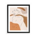 Plakat w ramie 40x50 - Sztuka Piękna w Beżach i Brązach - szkic jedną linią, naga kobieta - rama czarna