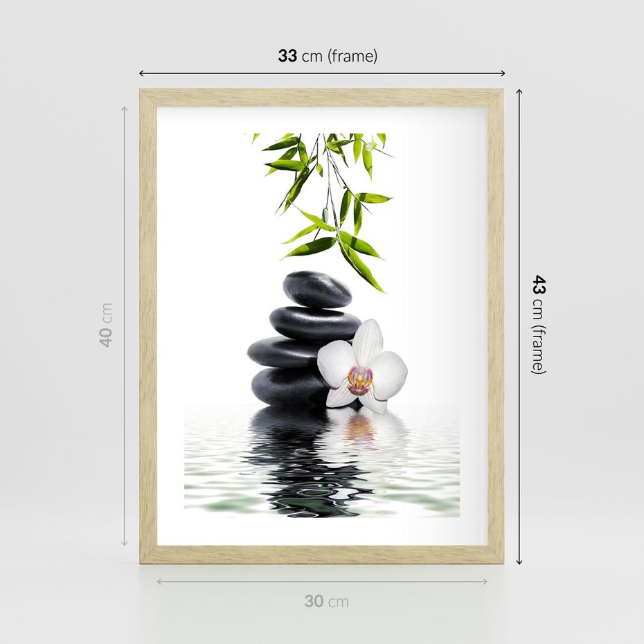 Plakat w ramie 30x40 - Orchidea w Spa - spa, orchidea - rama drewno