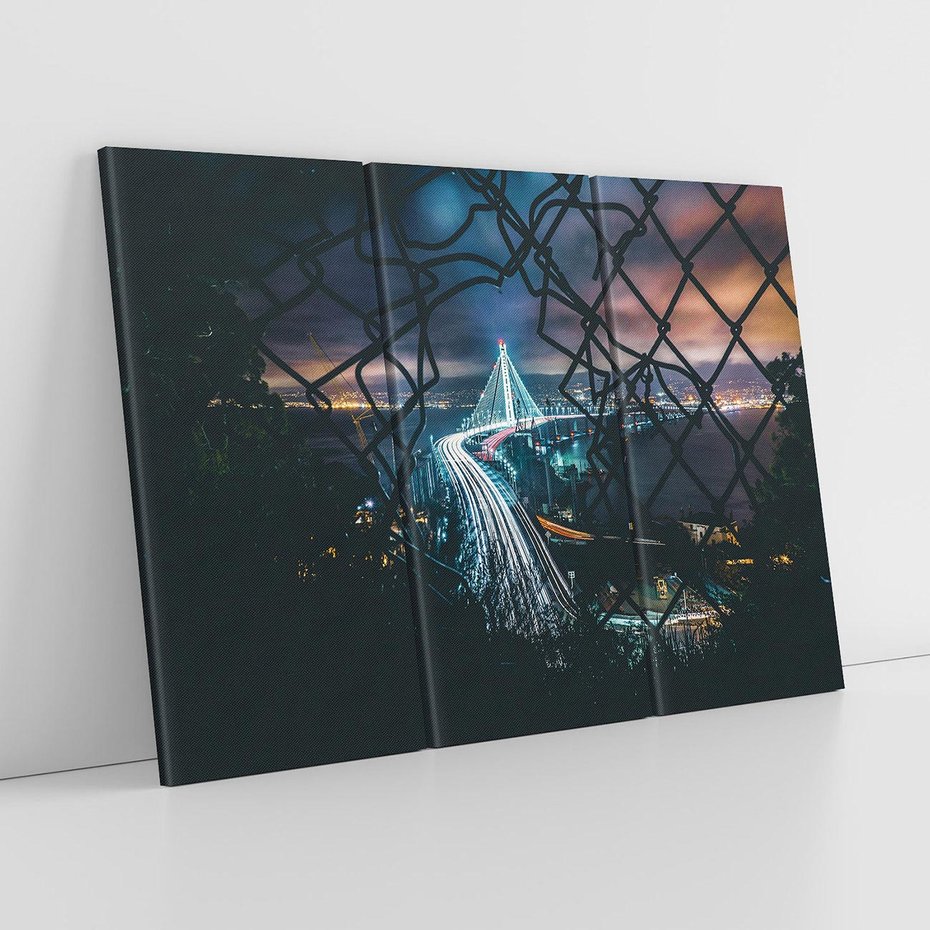 Obraz na płótnie 120x80 - Most nocą - Światła i refleksy - most, światła