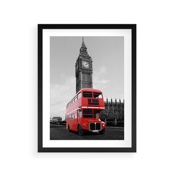 Plakat w ramie 40x50 - Autobusy w tętniącym życiem Londynie - Londyn, autobus - rama czarna