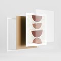 Plakat w ramie 40x50 - Abstrakcyjne Widzenia - abstrakcyjne geometryczne kształty, odcienie brązu i beżu - rama biała
