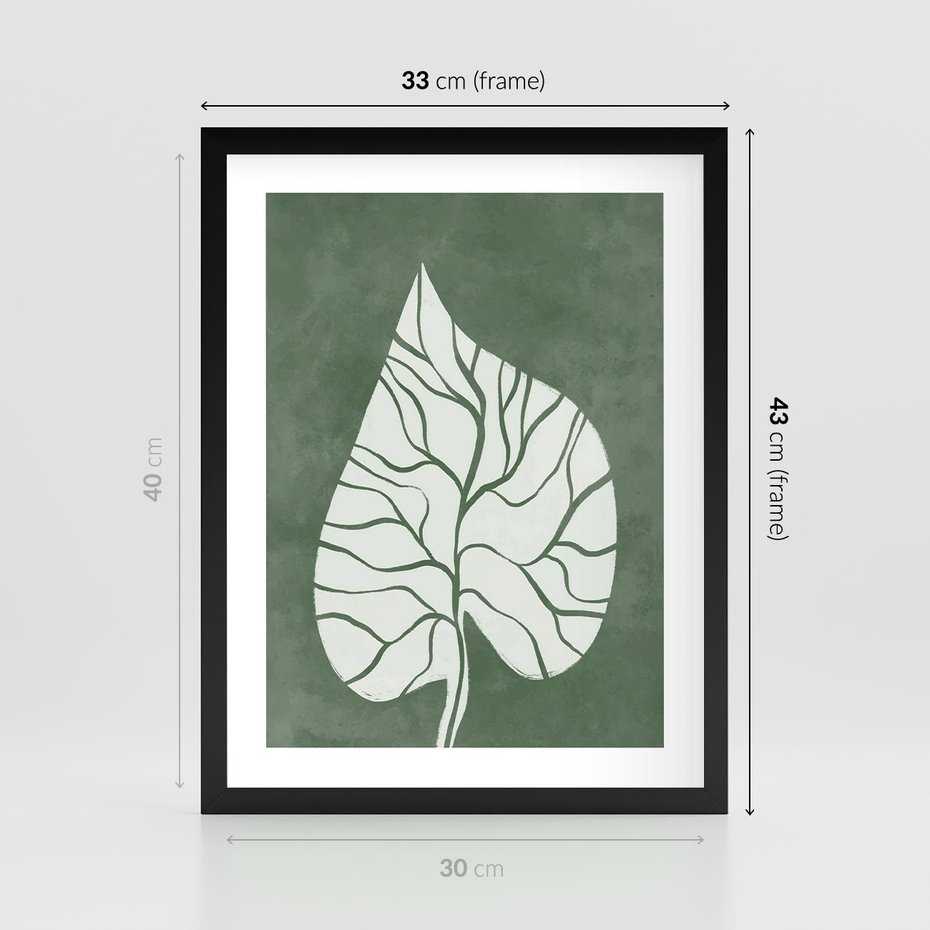 Plakat w ramie 30x40 - Migotliwe Wnętrze Zieleni - zielony plakat, roślinne motywy - rama czarna