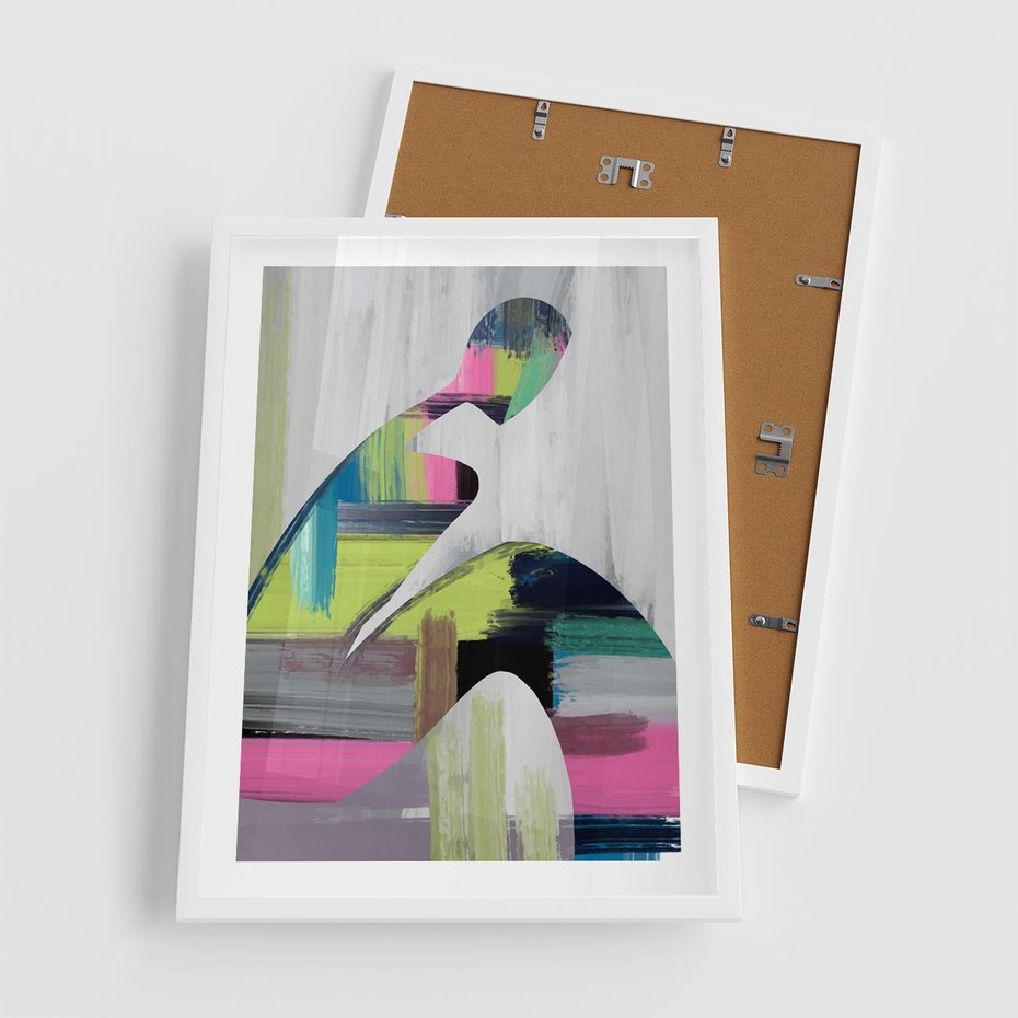 Plakat w ramie 50x70 - Impulsy Marzeń - abstrakcyjna sztuka, nowoczesny obraz - rama biała