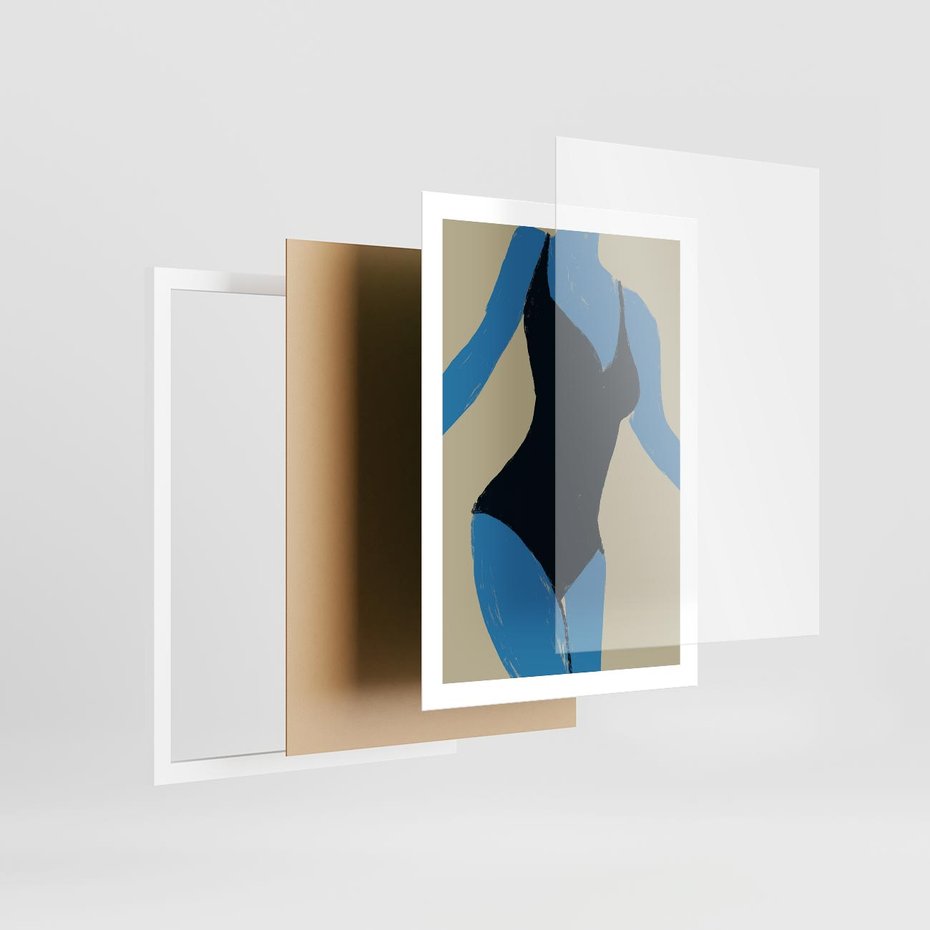 Plakat w ramie 50x70 - Zaklęta Kompozycja - abstrakcyjny plakat, nowoczesna sztuka - rama biała