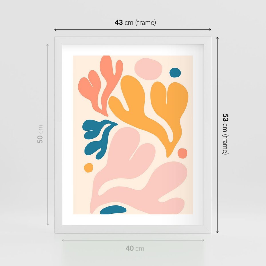 Plakat w ramie 40x50 - Granice Inspiracji - abstrakcyjne dziwne formy, nowoczesny plakat - rama biała