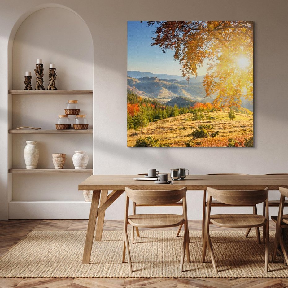 Obraz na płótnie 40x40 - Bliskość natury - góry, drzewo