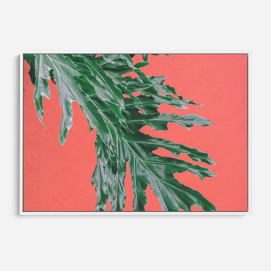 Obraz w ramie 120x80 - Energetyczna Eksplozja Natury - liście, kolor - rama biała