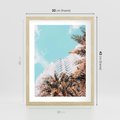 Plakat w ramie 30x40 - Wakacyjny Raj - palmy, wysokie budynki - rama drewno
