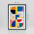 Plakat w ramie 50x70 - Harmonia Kolorowych Impulsów - abstrakcyjne geometryczne kształty, olejny obraz - rama czarna
