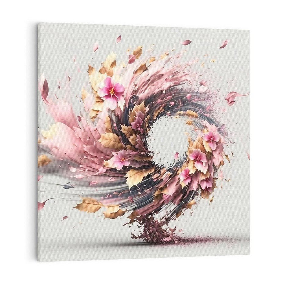 Obraz na płótnie 70x70 - Kwiatowy Wir - nowoczesna grafika komputerowa, wir z kwiatów