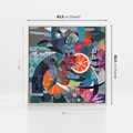 Obraz w ramie 80x80 - Migocące Widoki Harmonii - abstrakcyjny obraz, jak picasso - rama drewno