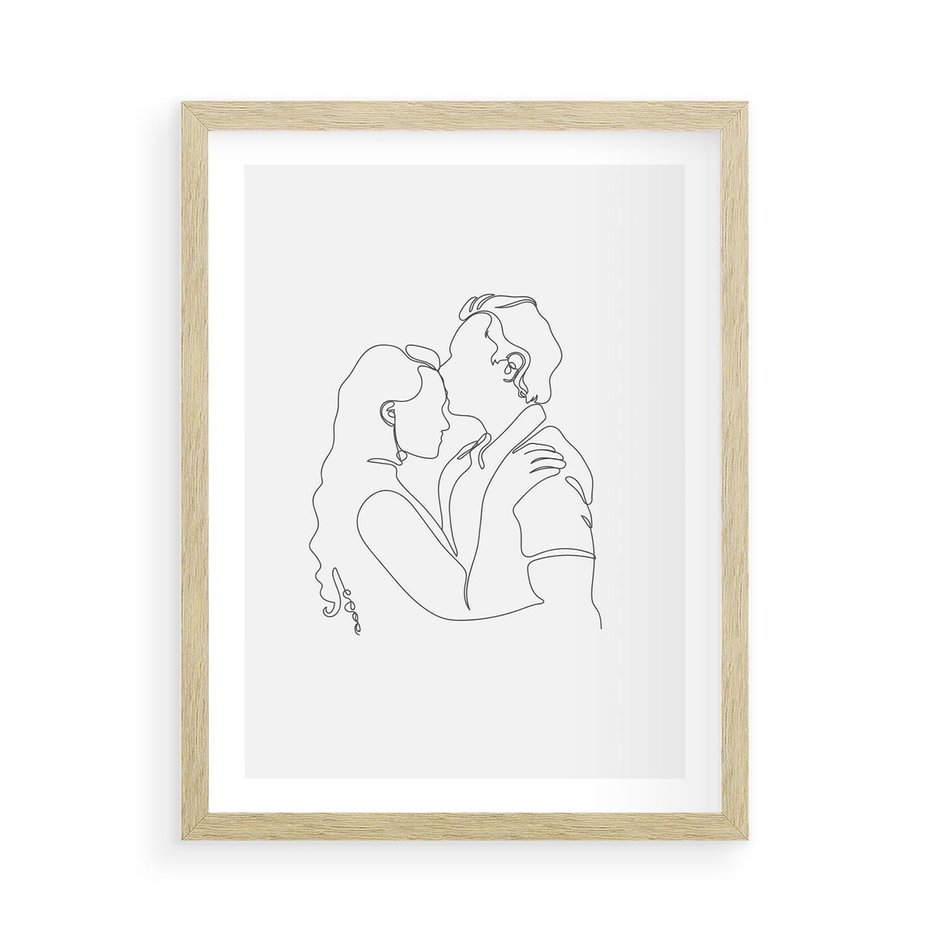 Plakat w ramie 50x70 - Wewnętrzne Emocje - para zakochanych, kobieta i mężczyzna - rama drewno
