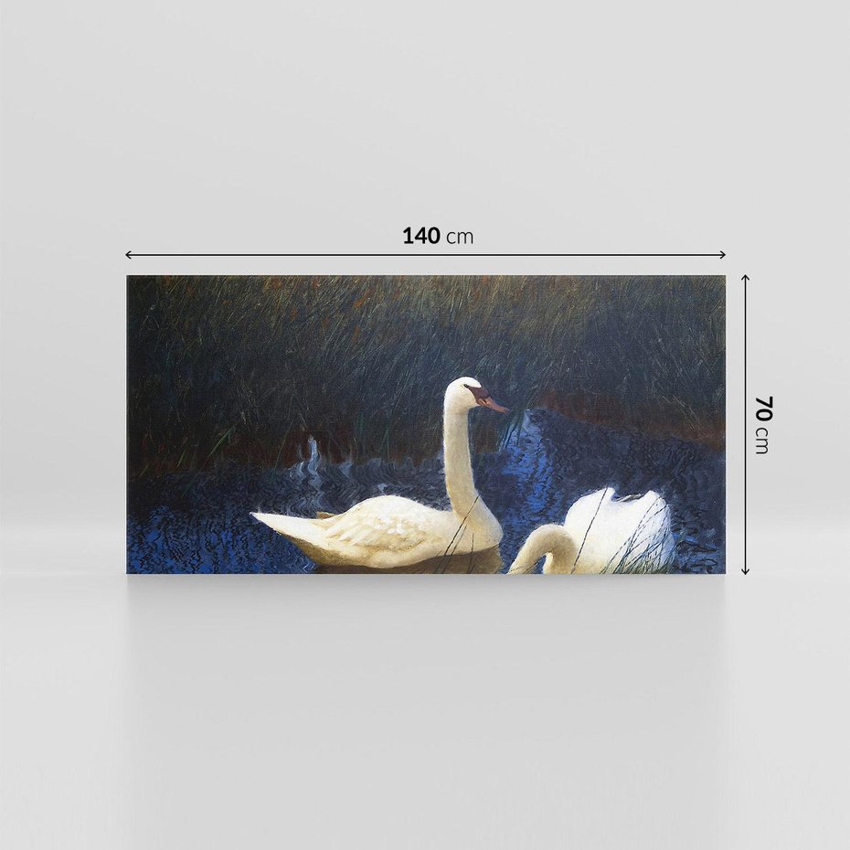 Obraz na płótnie 140x70 - "Łabędzie w trzcinach" (1907) Bruno Liljefors - Reprodukcja - reprodukcja, obraz na płótnie