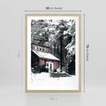 Plakat w ramie 50x70 - Zimowy Urok Drewnianego Domku - zima, drewniany domek - rama drewno