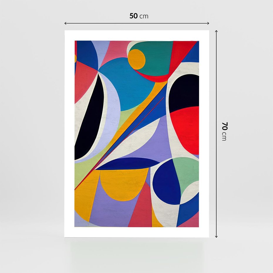 Plakat bez ramy 50x70 - Kolorowe Przesunięcia Kształtów - abstrakcyjny obraz olejny, żywe kolory