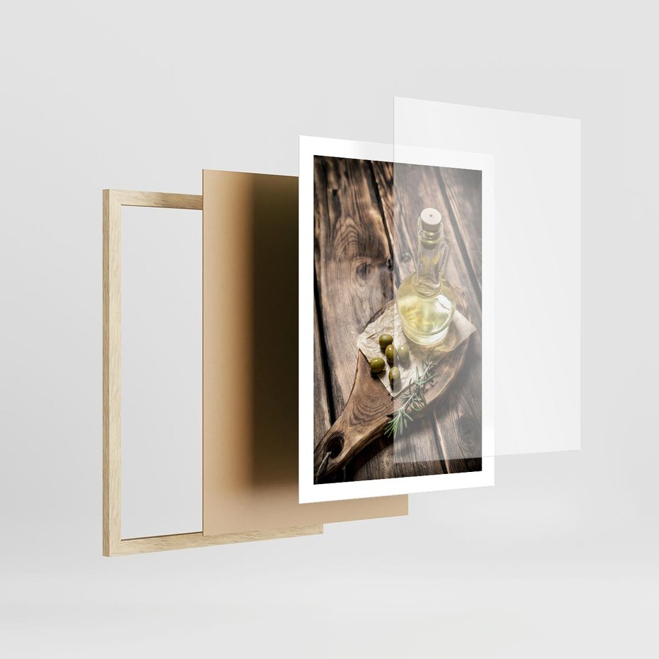 Plakat w ramie 50x70 - Oliwki w restauracji - oliwa, oliwki - rama drewno