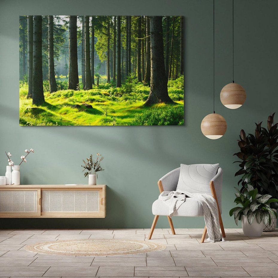 Obraz na płótnie 100x70 - Idylliczny las - las, drzewa