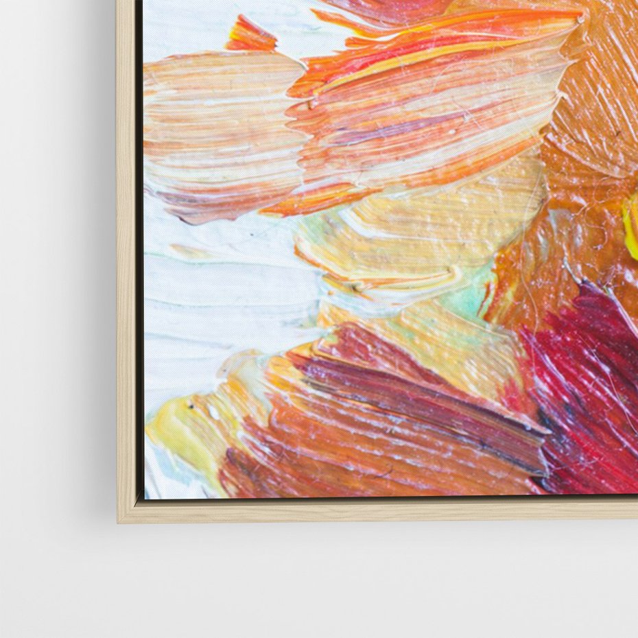 Obraz w ramie 50x70 - Kwiatowe Harmonie - zbliżenie na obraz olejny, gruba warstwa farby - rama drewno