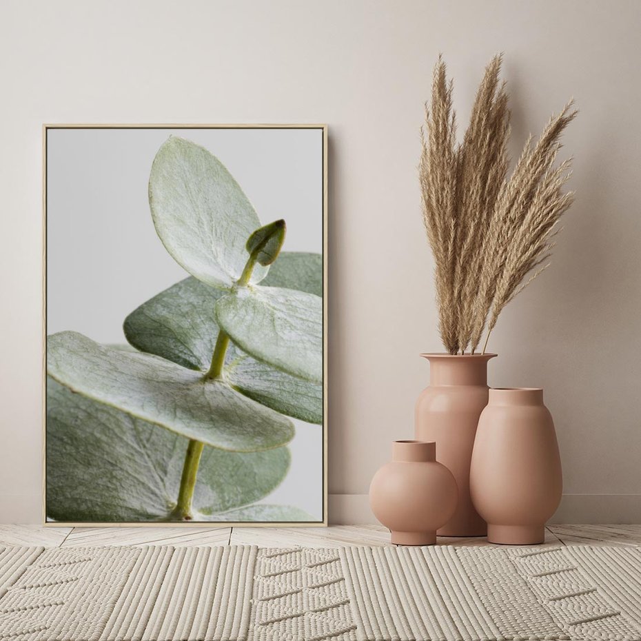 Obraz w ramie 70x100 - Eukaliptusowa zieleń - eukaliptus, zielone - rama drewno