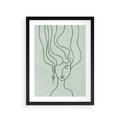 Plakat w ramie 30x40 - Spokojne Objęcia Natury - abstrakcja, zielony szkic - rama czarna