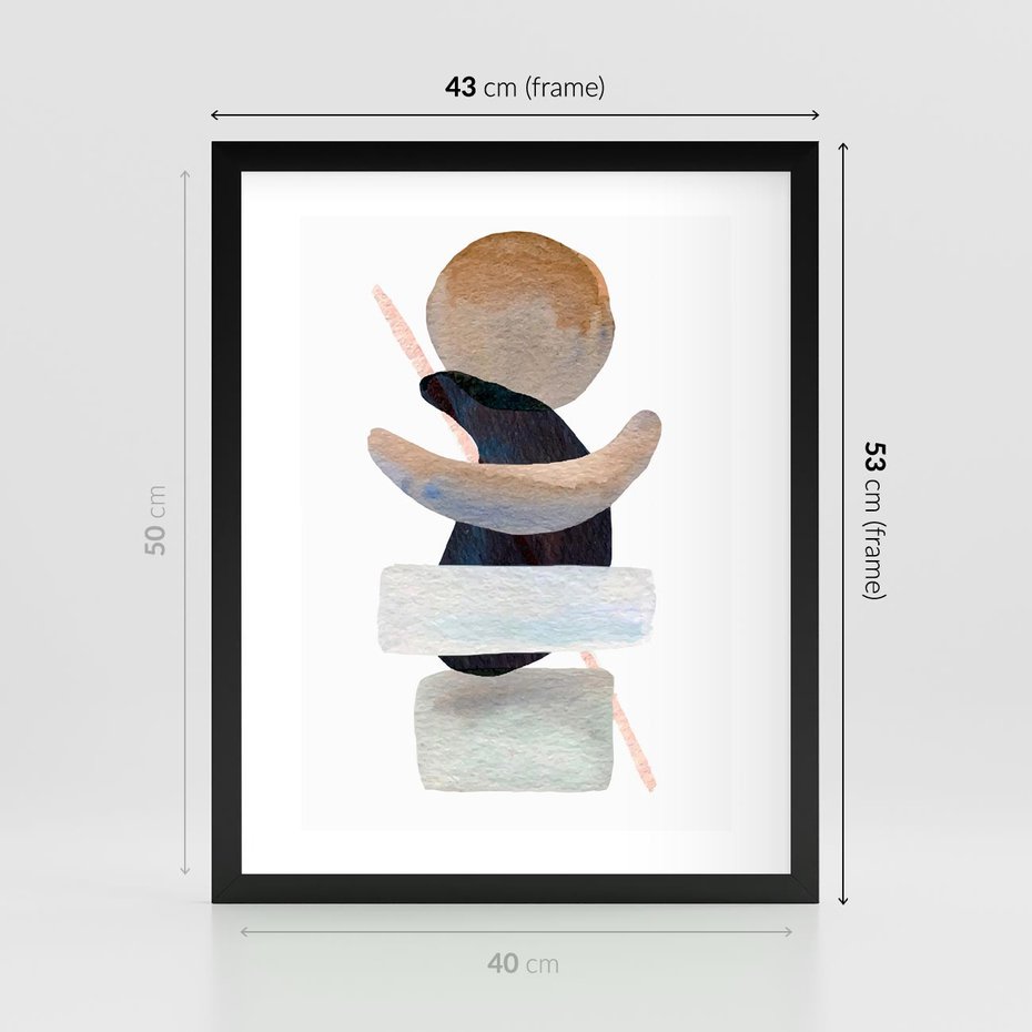 Plakat w ramie 40x50 - Rozkwitające Nowe Wymyślności - abstrakcja, akwarelowe plamy - rama czarna