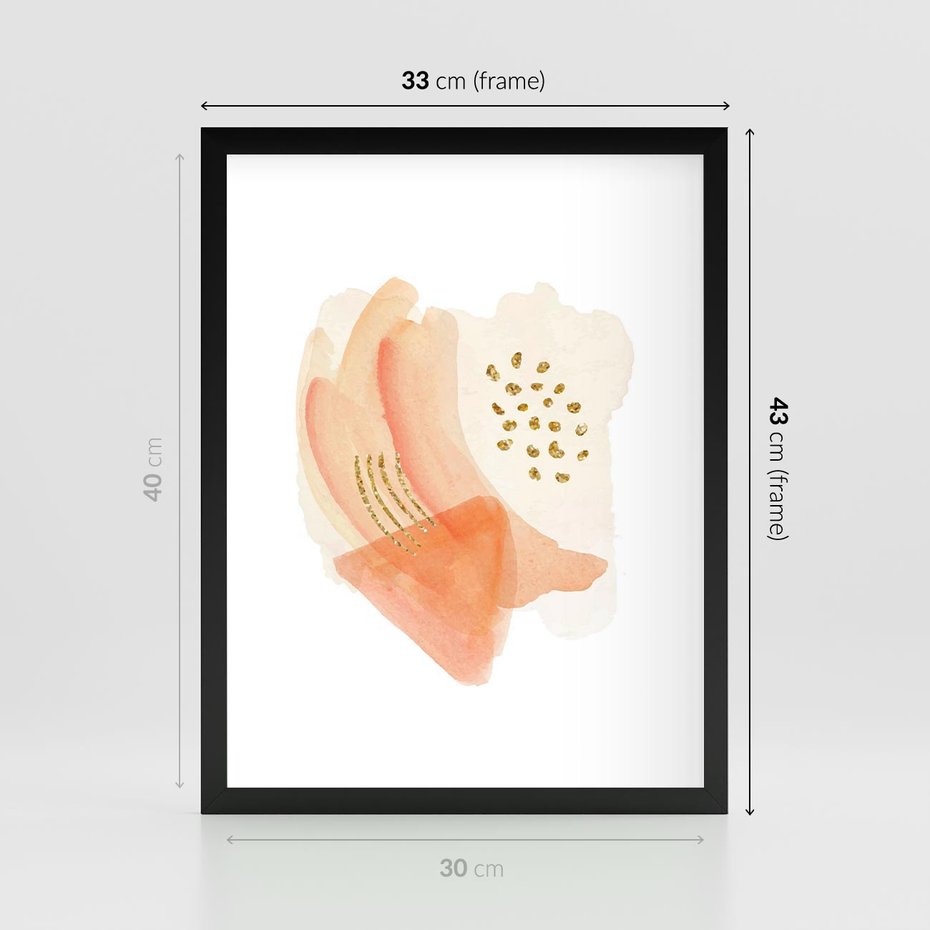 Plakat w ramie 30x40 - Rozkwitające Odbicia Form - abstrakcyjne akwarelowe plamy, minimalizm - rama czarna