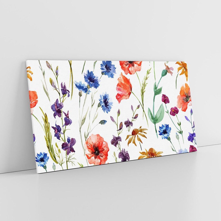 Obraz na płótnie 100x50 - Kwiatowe radości na łące - kwiaty, łączka