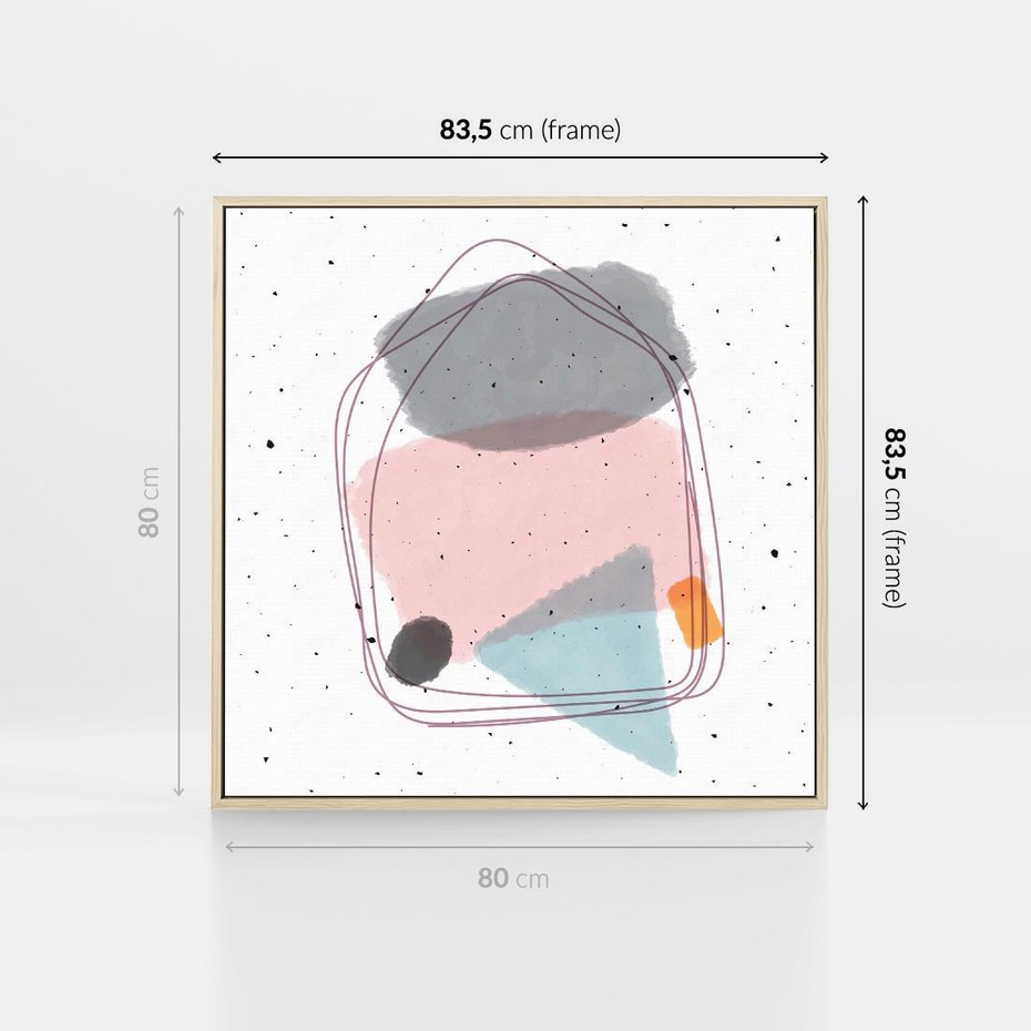 Obraz w ramie 80x80 - Migotliwa Opowieść - abstrakcyjna kompozycja, jak ręcznie malowana - rama drewno