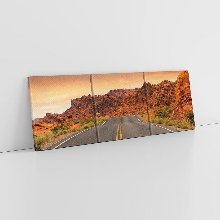 Obraz na płótnie 150x50 - Górska droga między skałami - droga, góry