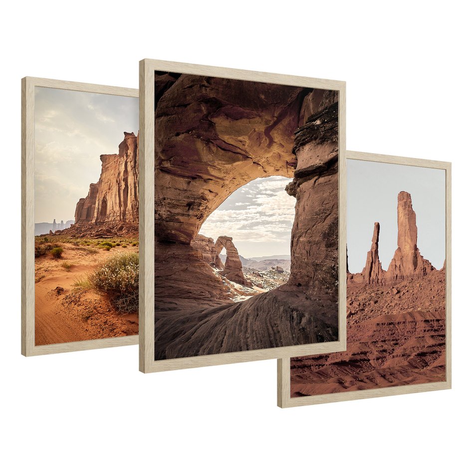 Zestaw obrazy w ramie 30x40 galeria - Kanion, widok, pustynia, USA - rama drewno
