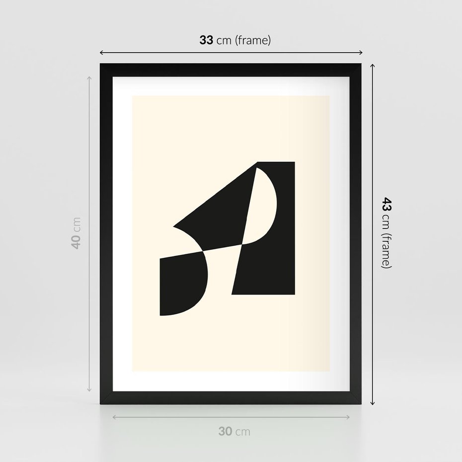 Plakat w ramie 30x40 - Rozświetlony Cień - abstrakcyjna sztuka, geometria - rama czarna