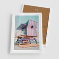 Plakat w ramie 50x70 - Miami Beach - plaża miami, domek ratownika - rama biała