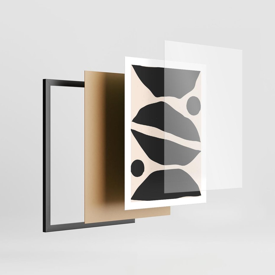 Plakat w ramie 50x70 - Surowa Abstrakcja - abstrakcyjny nowoczesny obraz, surowość - rama czarna