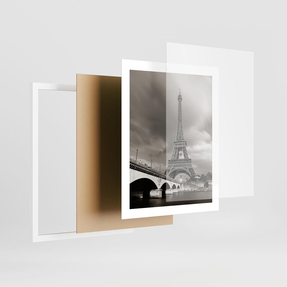 Plakat w ramie 40x50 - Mgiełka Eiffla - Paryż, Eiffla - rama biała