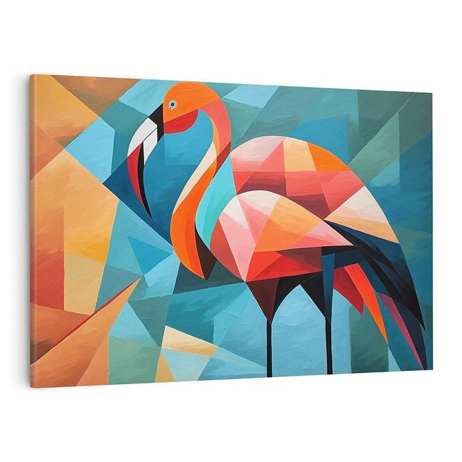 Obraz na płótnie 120x80 - Flamingo - postać flaminga, kubizm